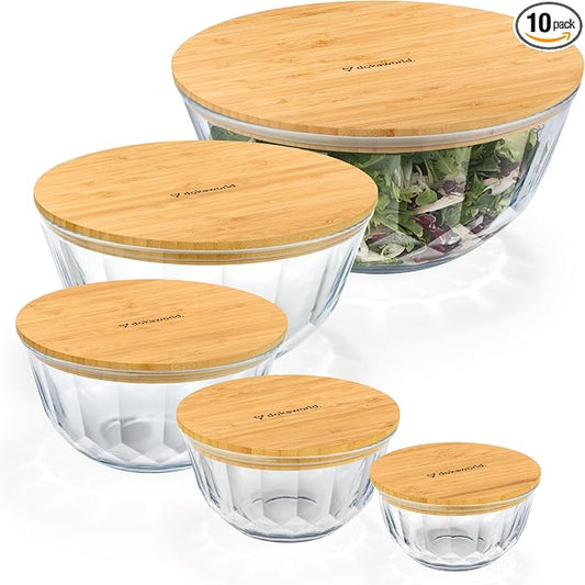 Large Stackable Set of 5 Nesting Glass Bowls by Dokaworld