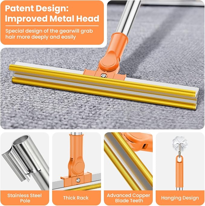 3 in 1 Carpet Rake for Pet Hair Removal, Tool Set of 3, 55” Long Handle Carpet - Image 4