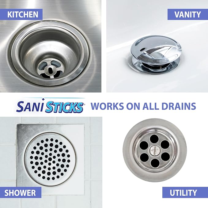 SANI 360° Sani Sticks Drain Cleaner and Deodorizer, Lemon Scent Enzyme Pipe - Image 5