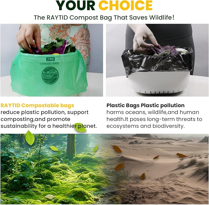 RAYTID 150 Counts 1.6 Gallon Compost bin kitchen Bags, Fit 4.5, 8 Liters - Image 4