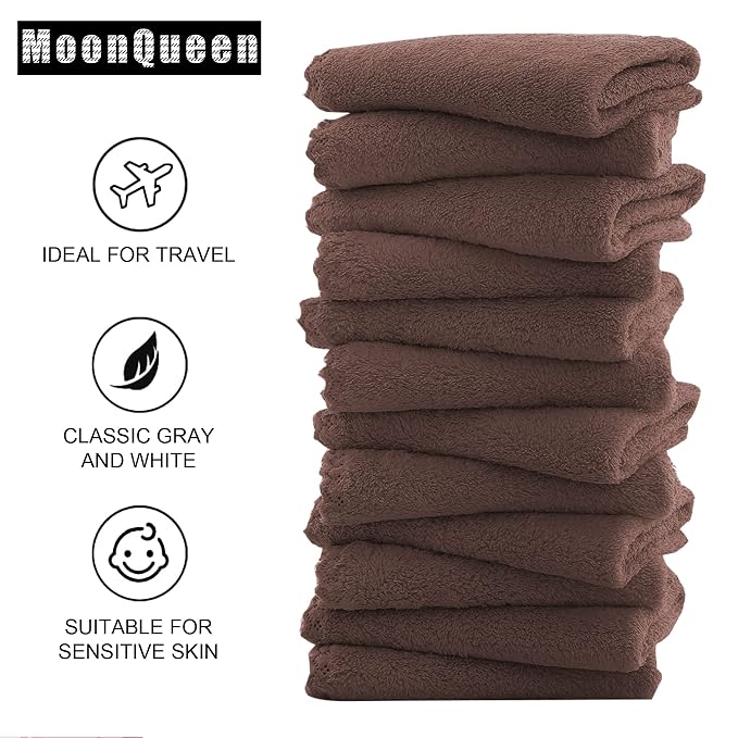 MOONQUEEN Microfiber Facial Cloths Fast Drying Washcloth 12 Pack - Image 4
