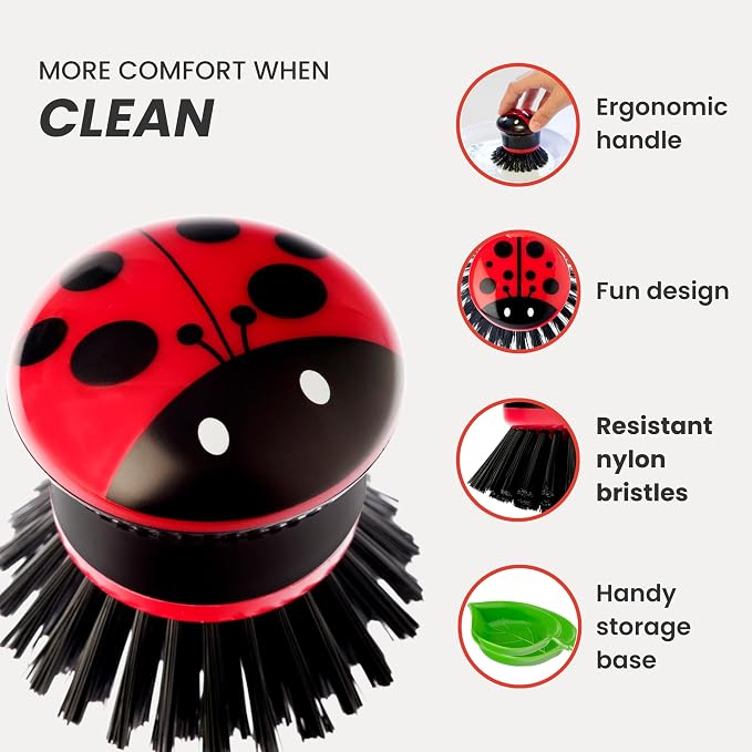 Vigar Ladybug Palm Dish Scrub Brush - Image 3