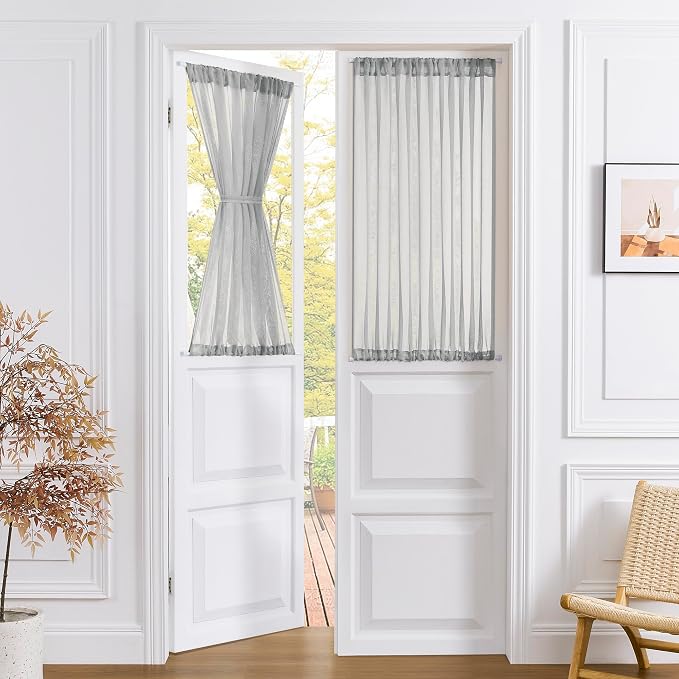 Tollpiz Sheer Door Curtains Closet Linen Textured Curtain Sheers Doorway Light by Tollpiz