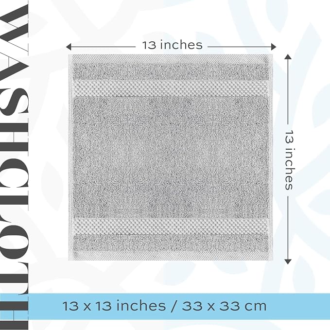 White Classic Luxury Cotton Washcloths 13x13 Inch - Image 6
