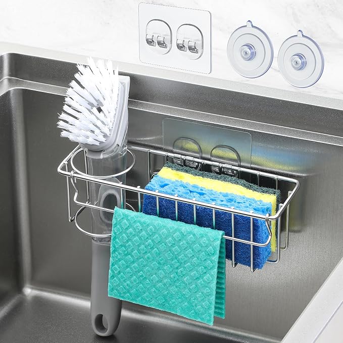 3-In-1 Sponge Holder for Kitchen Sink by MakeLifeBetterEasier