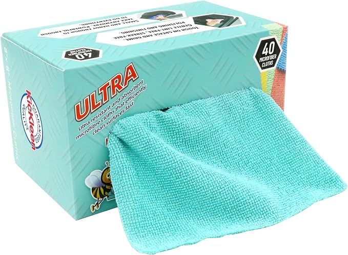 Microfiber Cleaning Cloth, Lint-Free Shop Towels Reusable, Bulk Rags in a Box by KICKLEEN