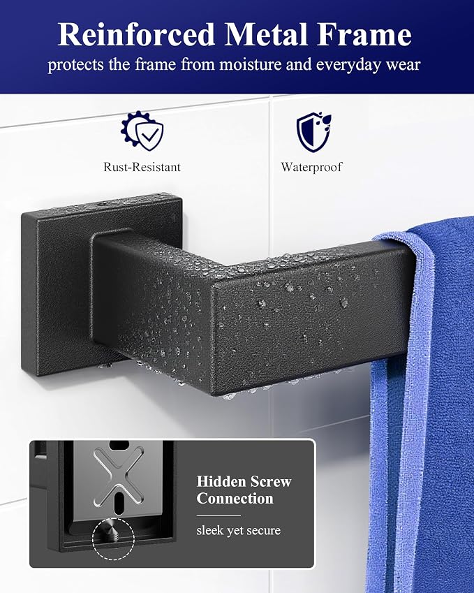 Kitsure 5-Pieces Bathroom Hardware Set & Accessories, Rustproof Towel Racks - Image 2