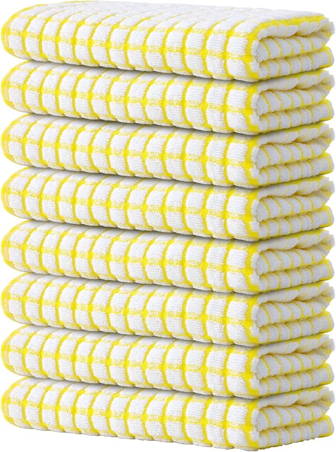Kitinjoy Cotton 8 Pack Terry Kitchen Towels, 16 x 25 Inches Super Soft and by Kitinjoy