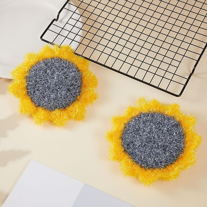 Breling 6 Piecs Sunflower Shape Dish Sponge Dual Sided Non Scratch Dish Washing - Image 6