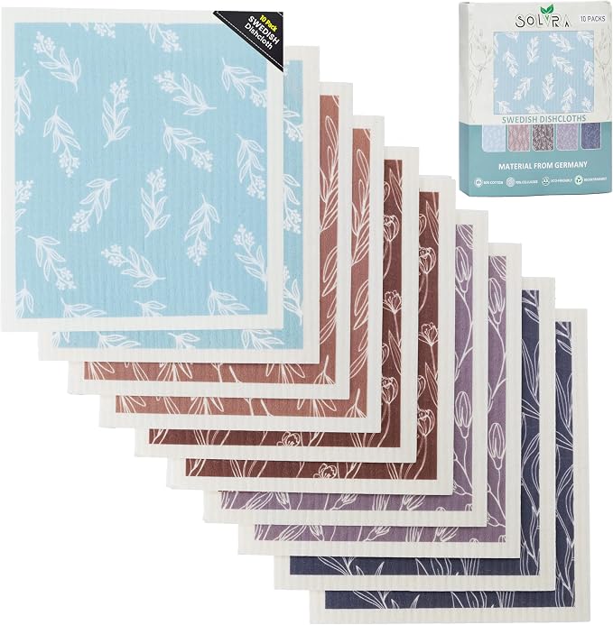 10 PCS Leaf Print Swedish Dishcloths by Unknown