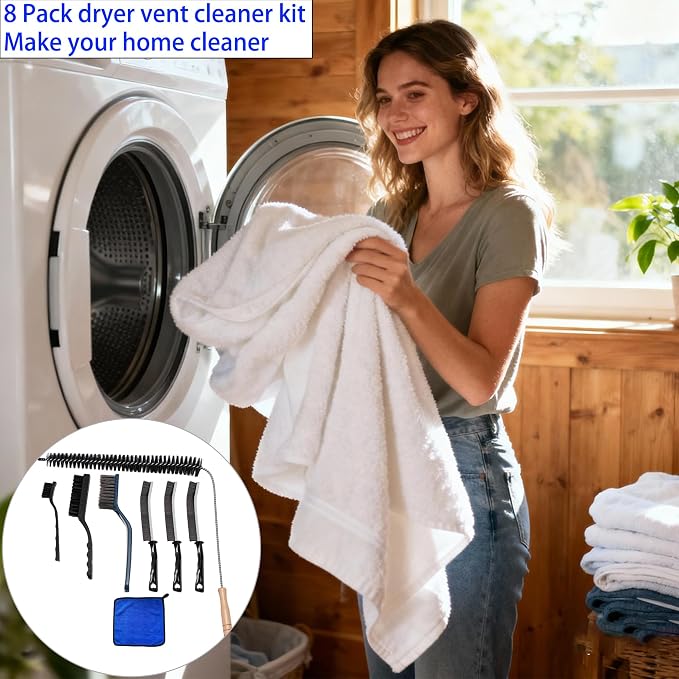 8 Pack Washing Machine Cleaning Brush, Dryer Vent Cleaner Kit, Flexible Dryer - Image 7