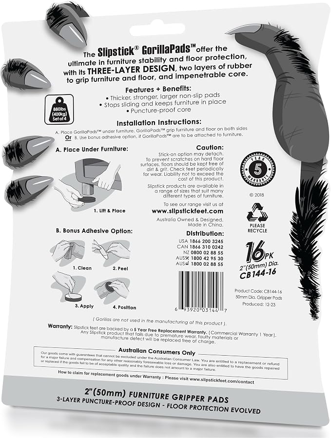 GorillaPads Non Slip Furniture Pads/Floor Grippers 2 Inch Round Floor Protectors - Image 6