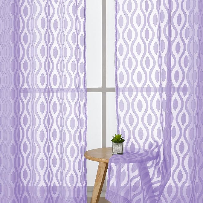 Aiyufeng Purple Sheer Curtains 84 Inch Length 2 Panels, Solid Lightweight Clip by Aiyufeng