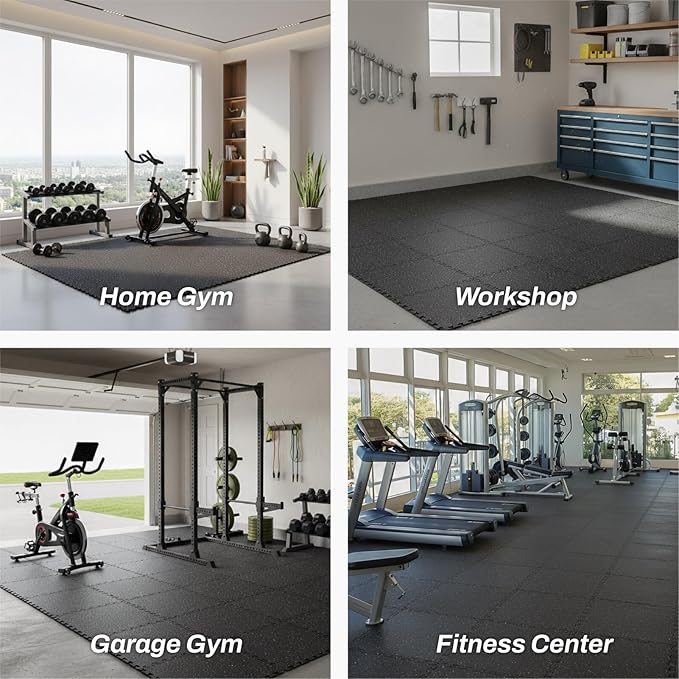 AIRHOP 0.56in Thick 48 Sq Ft Exercise Equipment Mats, 12 Tiles Upgraded Rubber - Image 7