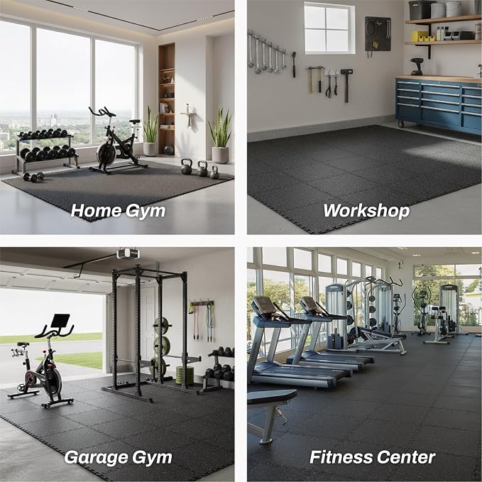 AIRHOP 0.56in Thick 48 Sq Ft Exercise Equipment Mats, 12 Tiles Upgraded Rubber - Image 7