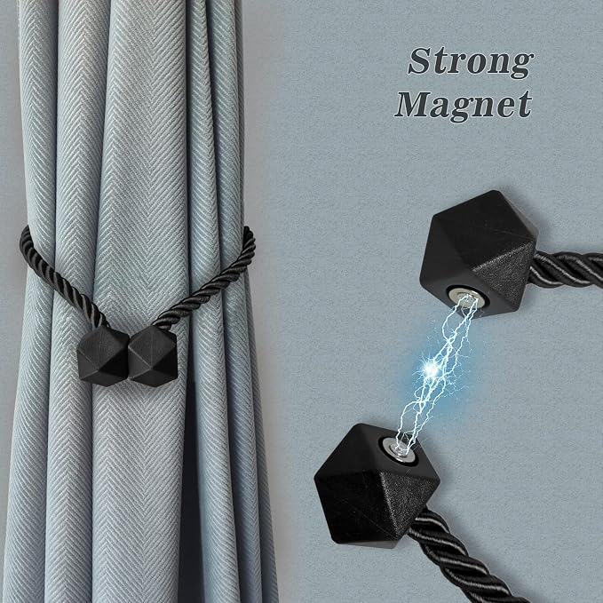 Hion Magnetic Curtain Tiebacks White 2pcs, Curtain Tiebacks Buckles Holdbacks - Image 3