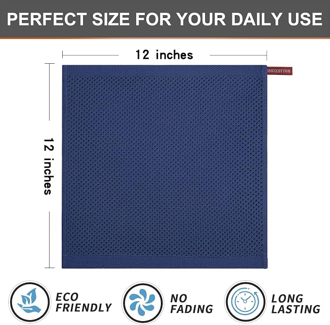 Kitinjoy 100% Cotton Kitchen Dish Cloths, 6 Pack Waffle Weave Ultra Soft - Image 5