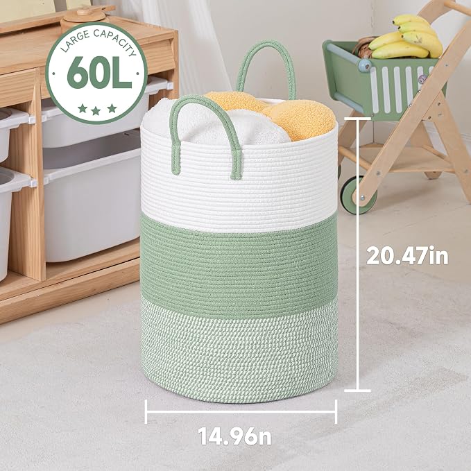 CLHMILY&Z 60L Laundry Basket Round Storage Rope Basket - Image 6