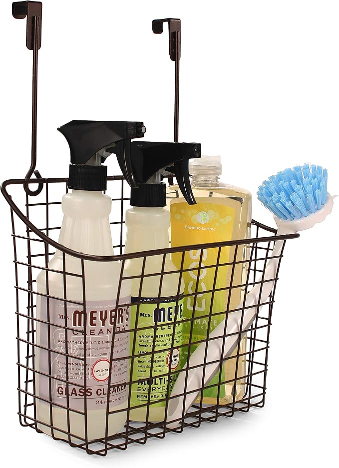 Spectrum Large Over Cabinet Door Organizer Bronze Wire Storage Basket - Image 10