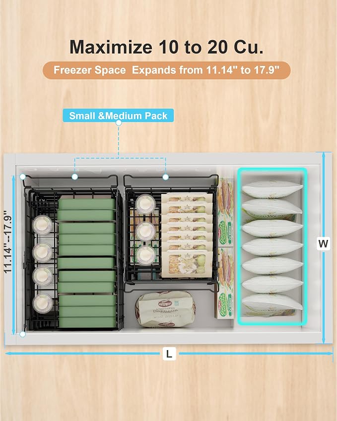 UMDONX 4 Pack Expandable Freezer Organizer Bins Large Freezer organizer Bins - Image 4