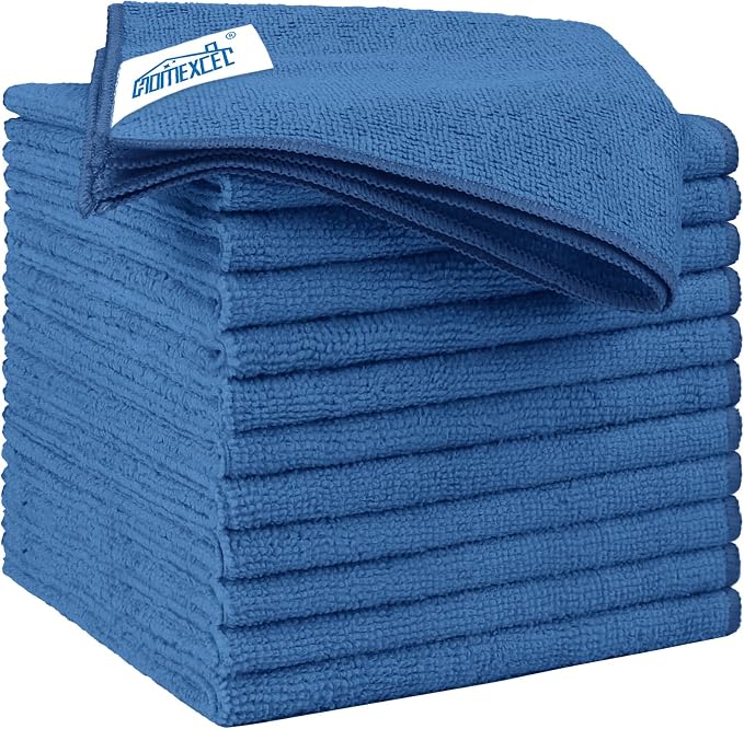 HOMEXCEL Microfiber Cleaning Cloth 12 Pack 12.5 x 12.5 inch Microfiber Towels by HOMEXCEL