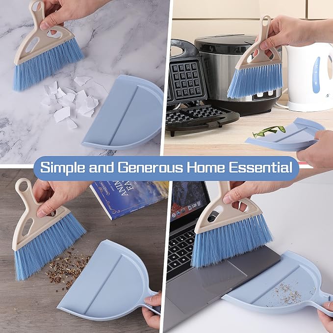 cobee Small Broom and Dustpan Cleaning Set, Mini Whisk Dustpan and Brush - Image 6
