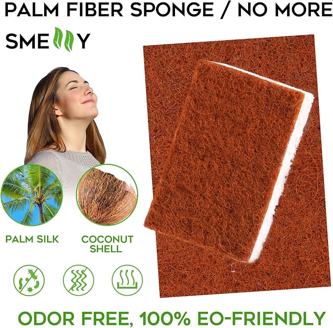 Natural Plant Based Scrub Sponge 12 Pack, Palm Fiber Scrubbing Sponge - Image 2
