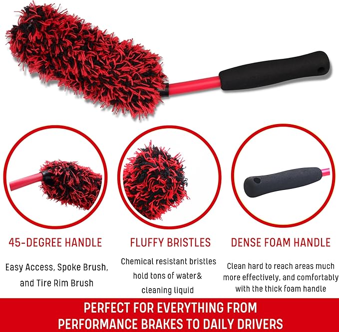 Angled Wheel Brush Kit 3 Pack- Angled Microfiber Wheel Brush, Wheel Barrel Brush - Image 4