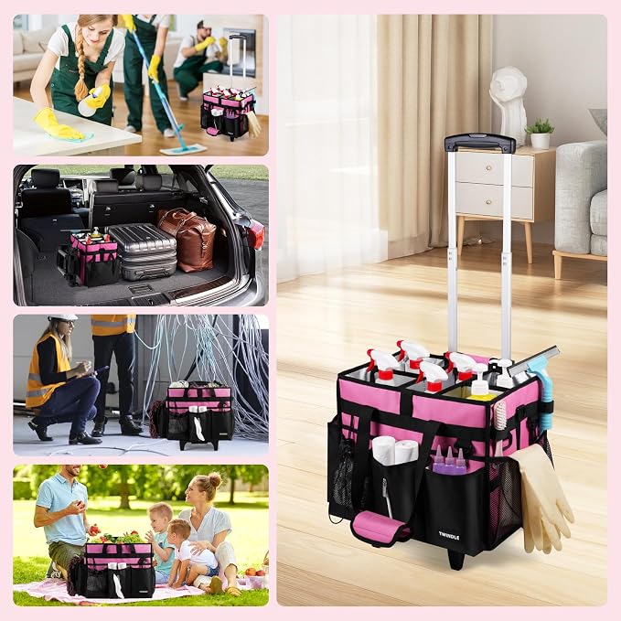 Cleaning Caddy with Wheels, Rolling Cleaning Supplies Organizer with Bottom - Image 7