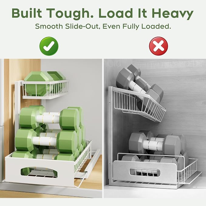 Under Sink Organizer, 2 Pack Height Adjustable Cabinet Organizer - Image 3