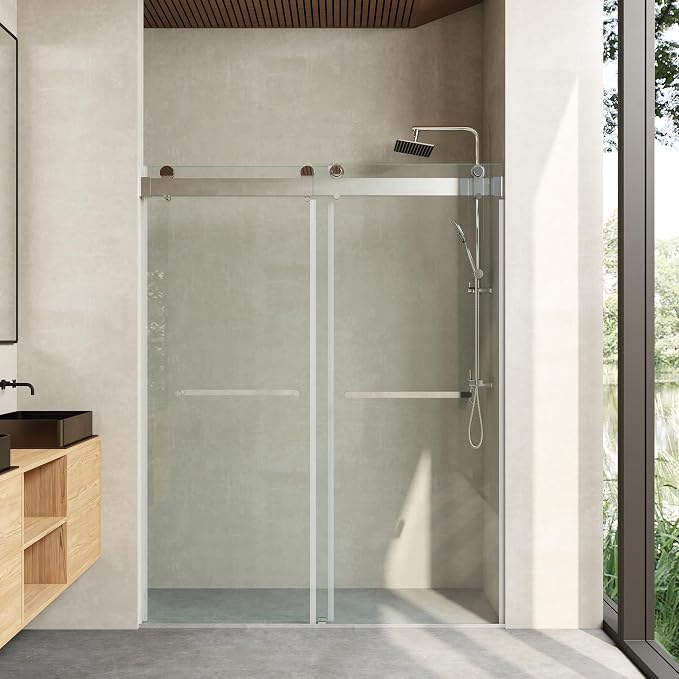 Frameless Soft Close Shower Door, 72 "H, 3/8" Clear Tempered Glass, Double by CRISSENSSI