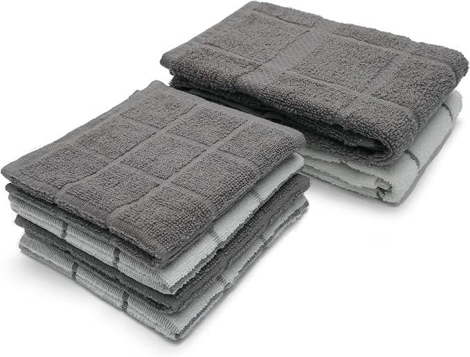 100% Cotton Terry Dish Cloth & Dish Towel, 6 Pack, Super Soft and Absorbent by Ecotribe