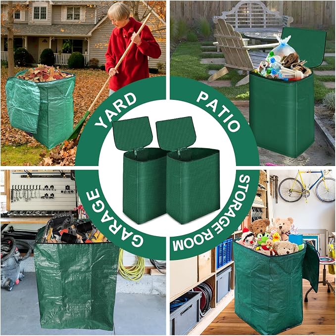 2 Pack 53 Gallons Yard Waste Bags, Reusable Heavy Duty Lawn and Leaf Bags - Image 8