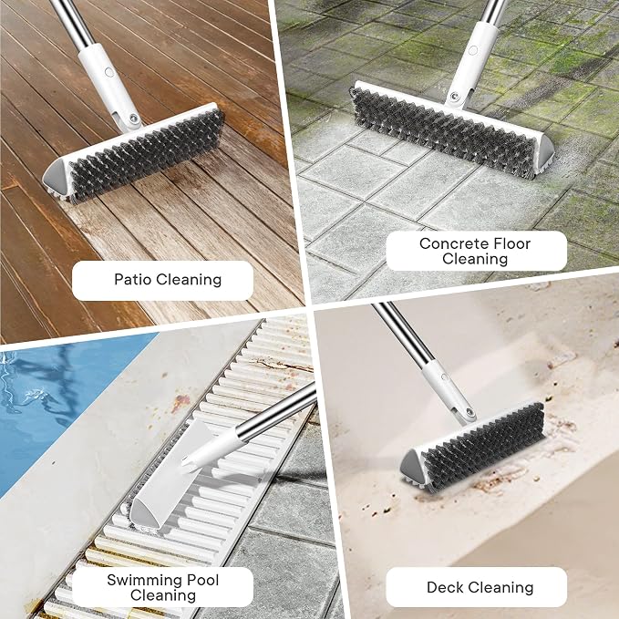 Grout Brush with Long Heavy Duty Handle, 180° Swivel Floor Scrub Brush - Image 6