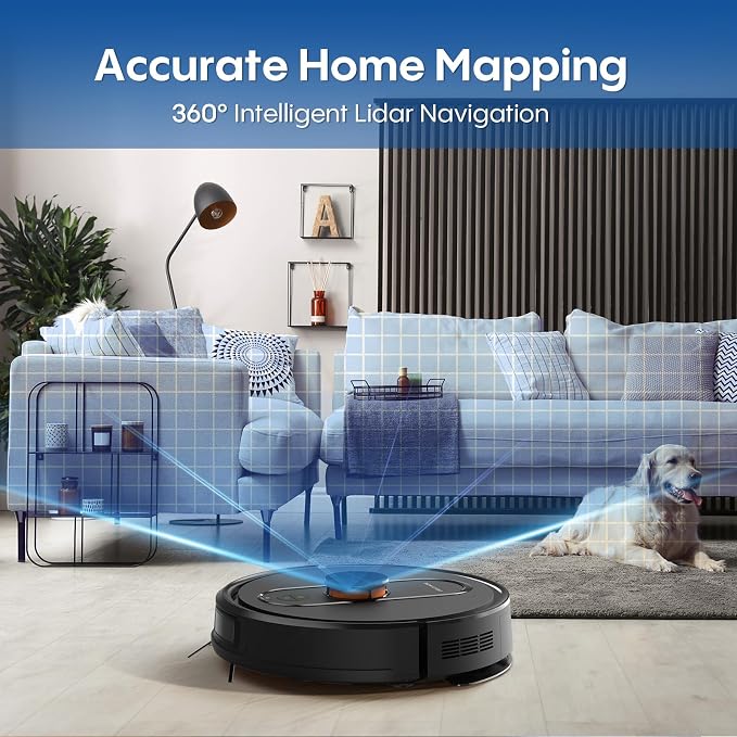Robot Vacuum and Mop with Mapping, LiDAR Navigation Robotic Vacuums with 5000Pa - Image 3