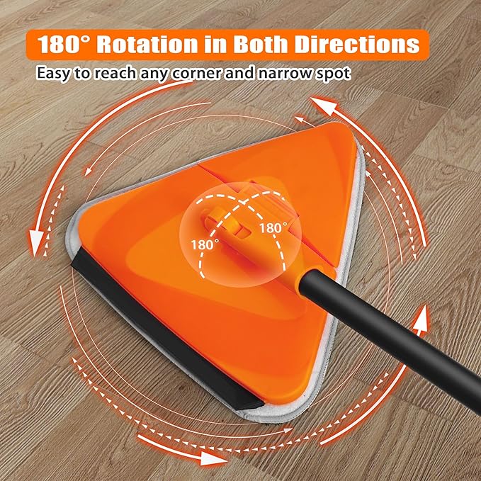 JEHONN Wall Mop with Long Handle 80 inches, Upgraded 180° Collapsible Baseboard - Image 6