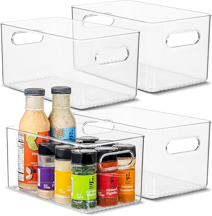 Plastic Food Storage 4 Pack Clear Container Bin by primebox