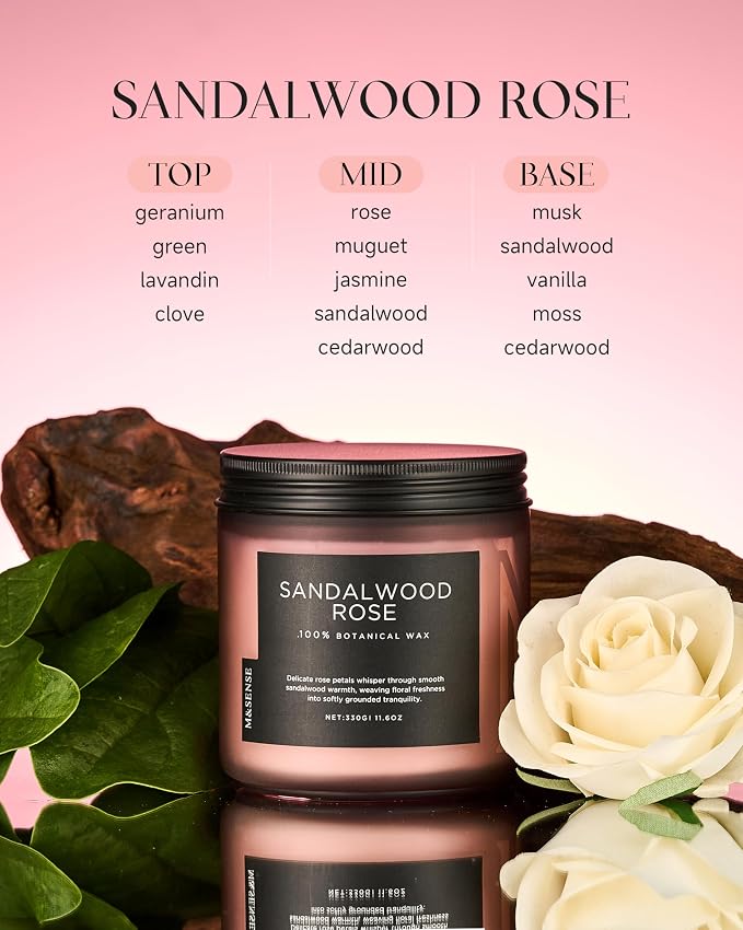 M&SENSE Sandalwood Rose Scented Candle - Image 2