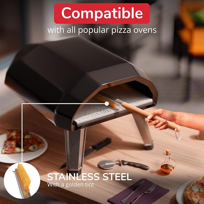 26” Pizza Oven Brush with Stone Scraper - Image 3