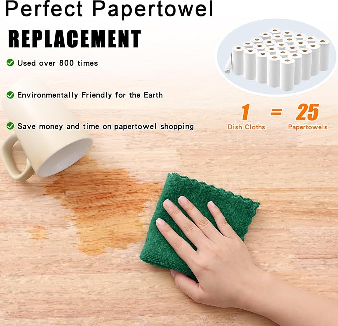 Homaxy 12 Pack Kitchen Dish Cloths, Super Soft and Absorbent Coral Velvet Dish - Image 8