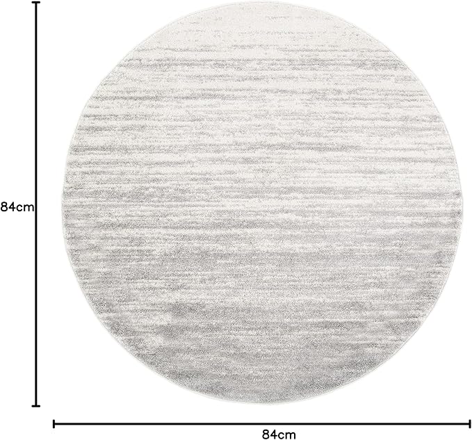 SAFAVIEH Adirondack Collection Area Rug - 7' Round, Ivory & Silver, Modern Ombre Design, Non Shedding & Easy to Clean, Ideal for Living Room, Bedroom, Office, Dining Space (ADR113B)