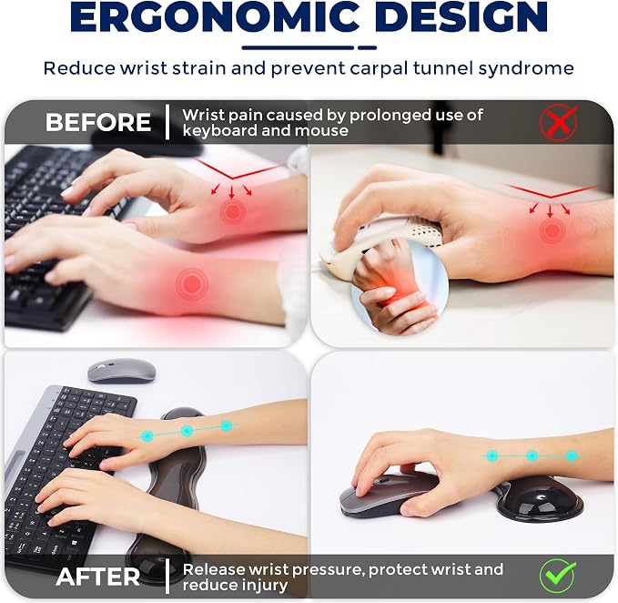 Gel Wrist Rest for Keyboard and Mouse, Wrist Rest for Keyboard, Mouse Wrist - Image 3