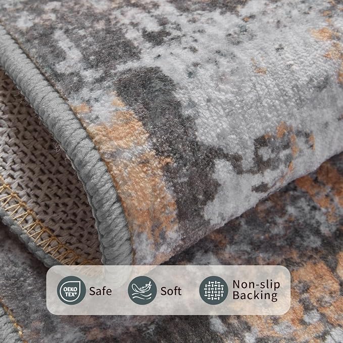 6x9 Washable Area Rug for Living Room, Modern Abstract Large Boho Rugs for - Image 8