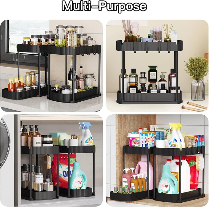 2 Pack Multi-Purpose Pull-Out Storage Organizers, Under Sink Organizers and - Image 6