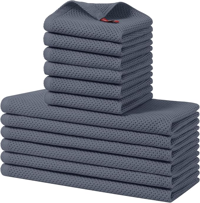 Homaxy 100% Cotton Kitchen Towels and Dishcloths Set, 12 x 12 Inches and 13 x by Homaxy