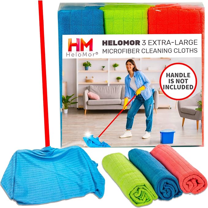 HELOMOR 3 Extra Large Microfiber Cleaning Cloths, Reusable Multi-Purpose by HELOMOR