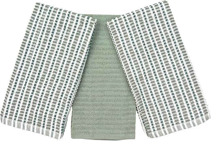 Serafina Home Sage Green Kitchen Dish Towels- Set of 3 100% Cotton Soft by SerafinaHome