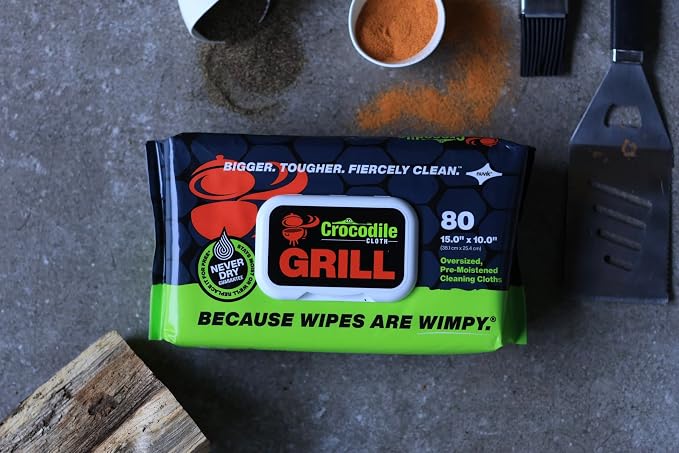 Crocodile Cloth Grill Wipes, Safe on Skin & Surfaces, Pre-Moistened - Image 6