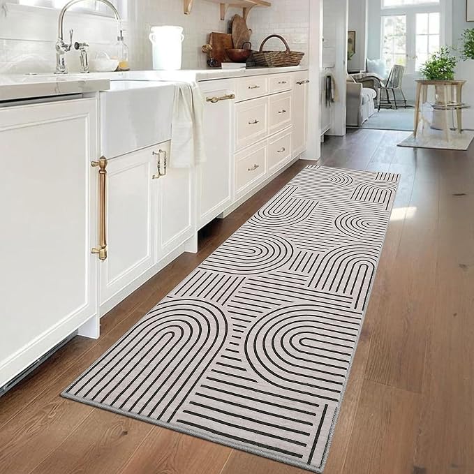 Modern Rug 2.5x10 Runners for Hallways, Abstract Kitchen Runner Rugs Non Slip - Image 2