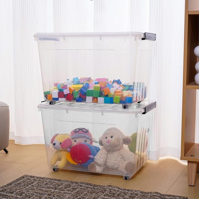 Citylife 82 QT Clear Plastic Storage Bins - Image 4